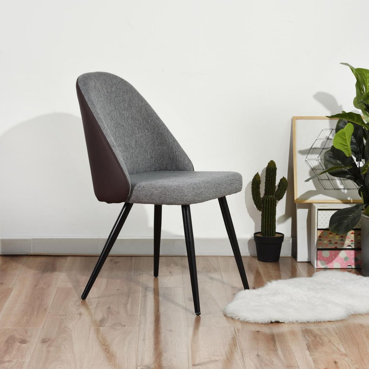 JUST HOME COLLECTION - Silla de Comedor Amold Gris/Cafe