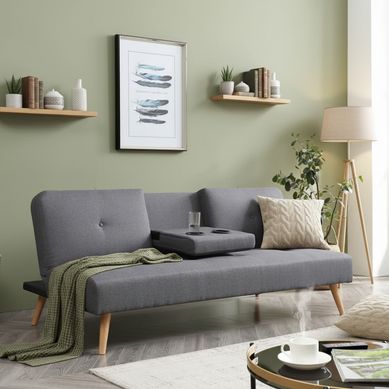 Sof� Cama con Posavasos 3 Cuerpos Hobbs Gris