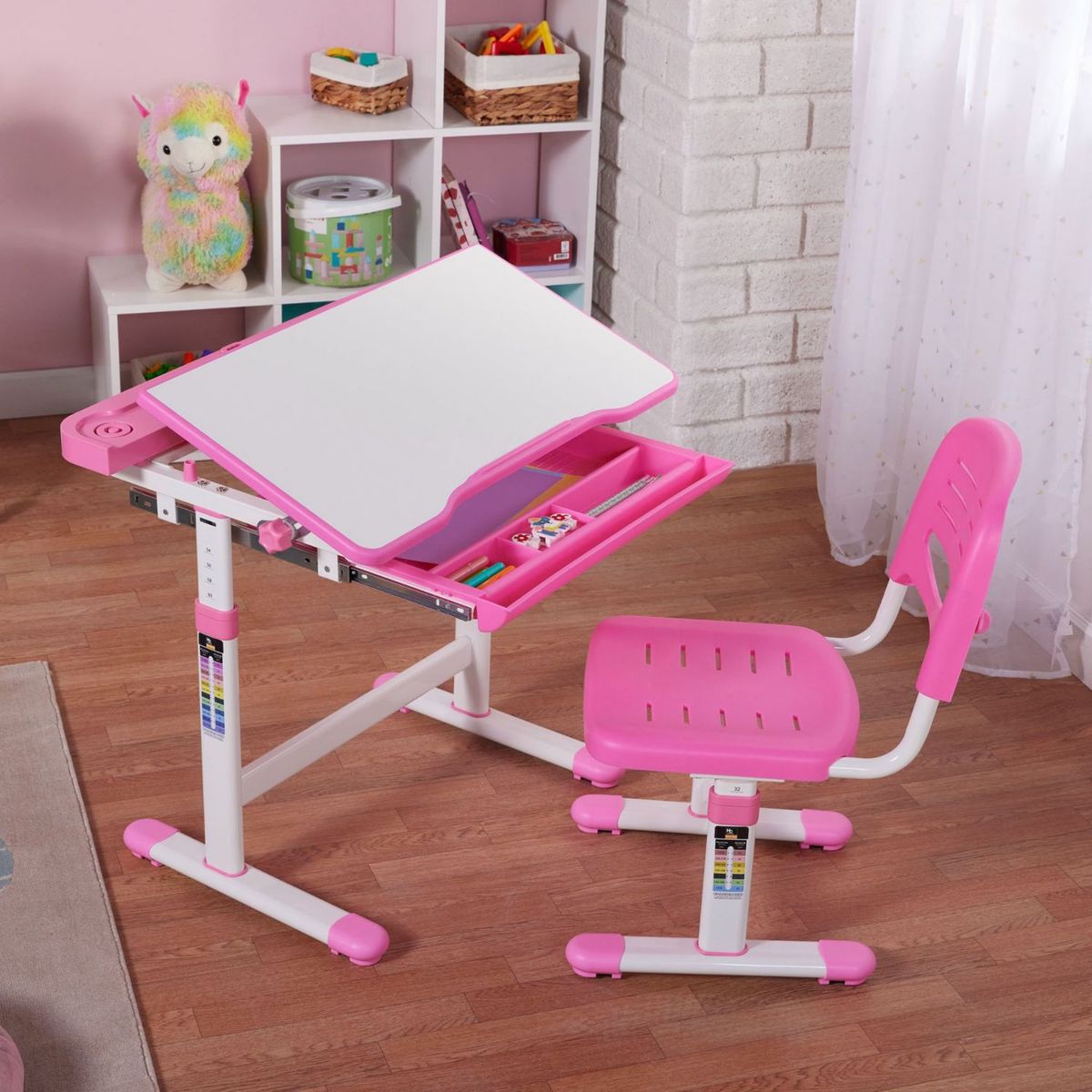 JUST HOME COLLECTION - Escritorio + Silla ajustable Rosado