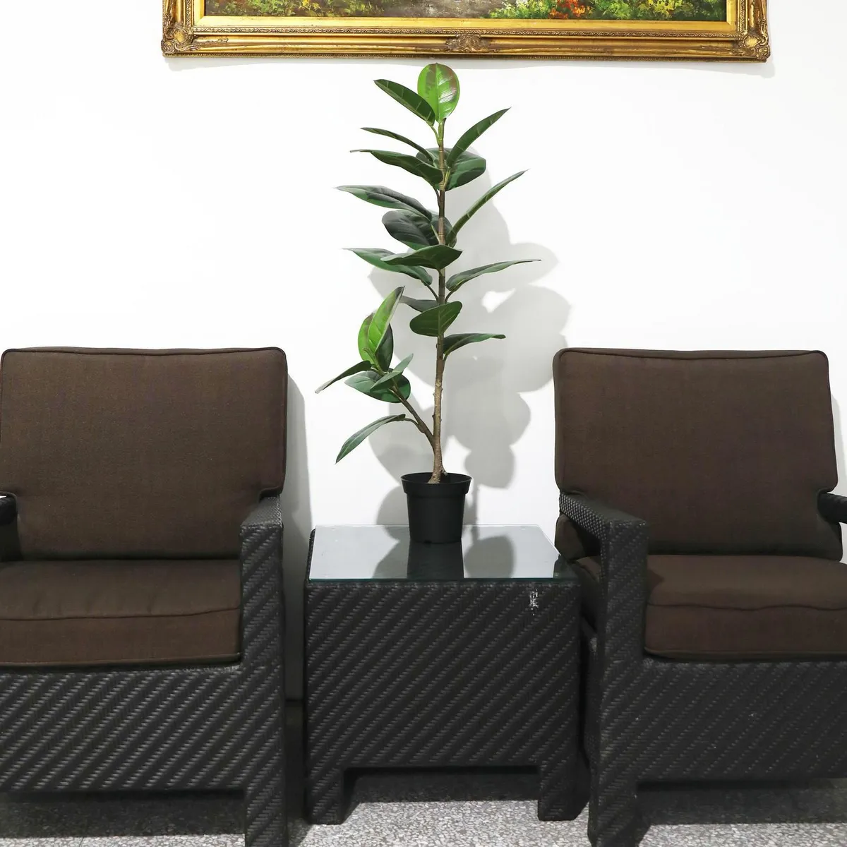 JUST HOME COLLECTION - Planta Artificial Gomero Verde 100cm