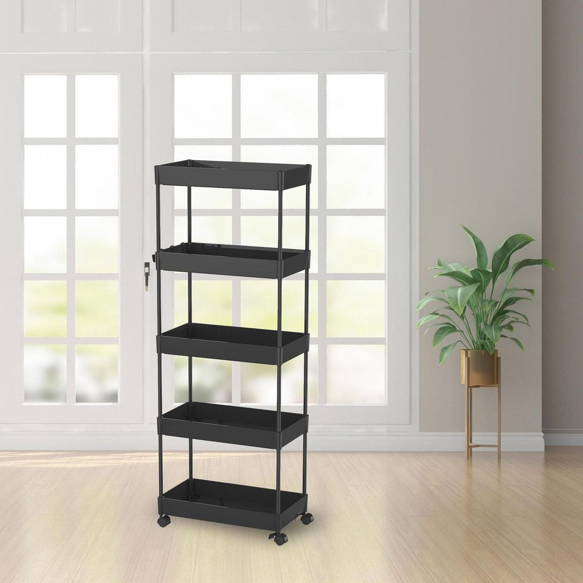 JUST HOME COLLECTION - Carrito Organizador Multiuso 5 Niveles Negro