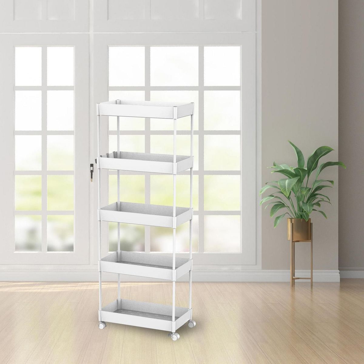 JUST HOME COLLECTION - Carrito Organizador Multiuso 5 Niveles Blanco