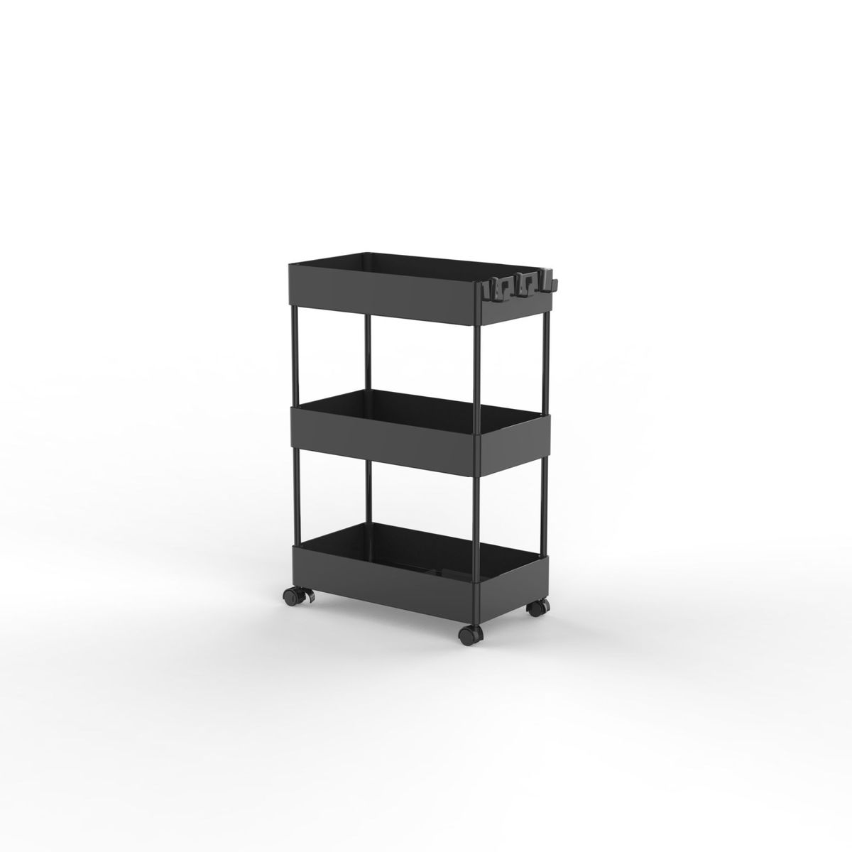 JUST HOME COLLECTION - Carrito Organizador Multiuso 3 Niveles Negro