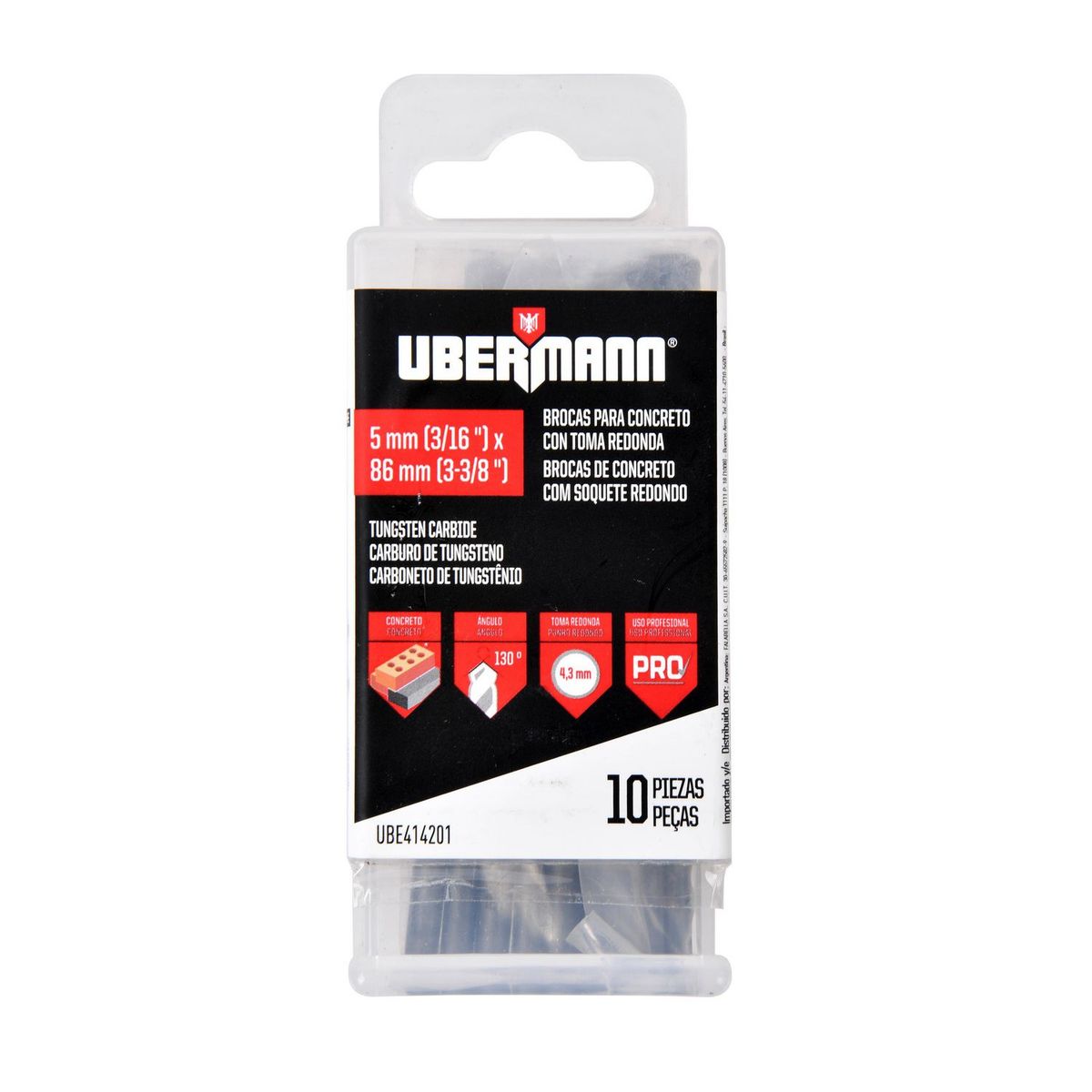 UBERMANN - Pack 10 unidades de Brocas para Concreto 5mm Ubermann
