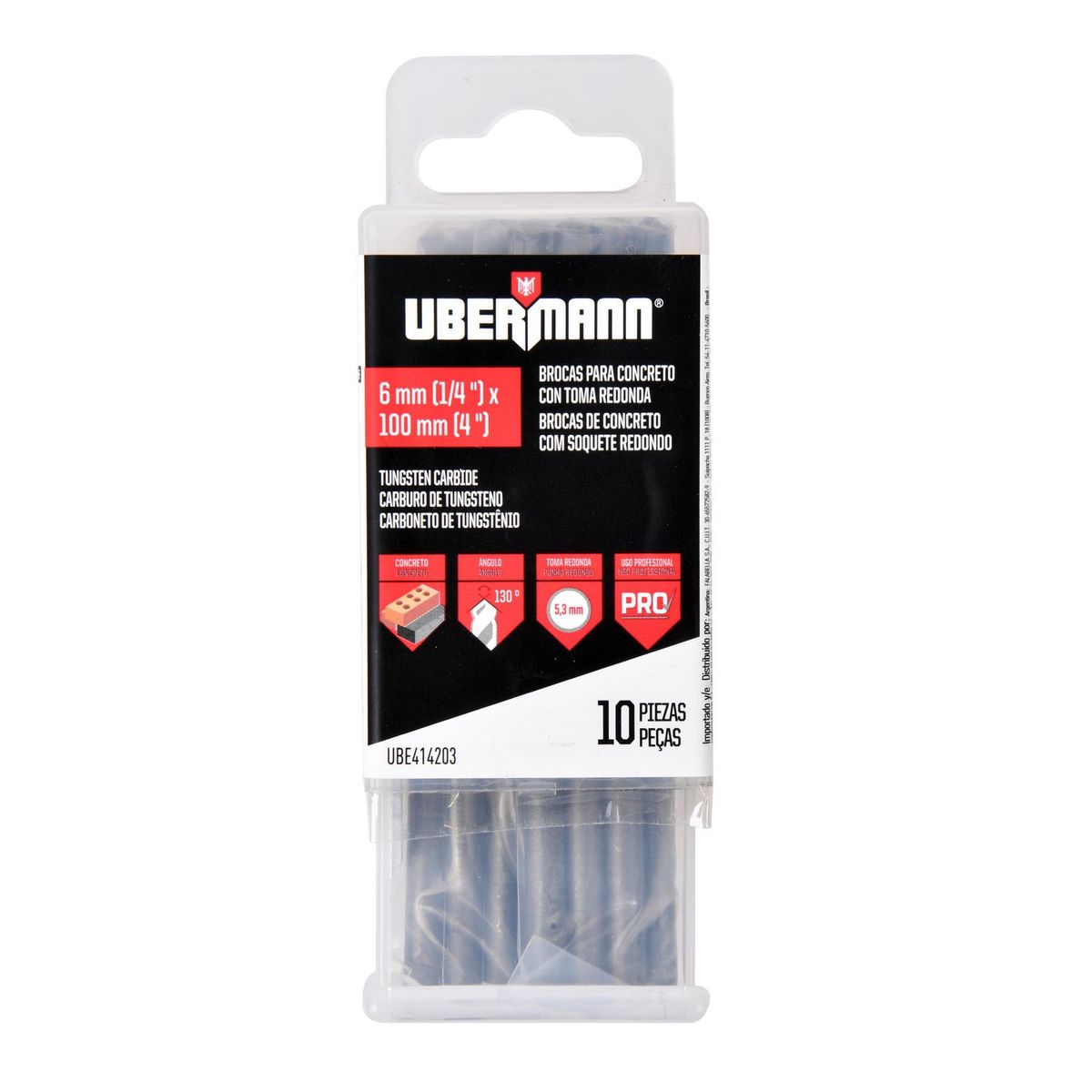 UBERMANN - Pack 10 unidades de Brocas para Concreto 6mm Ubermann