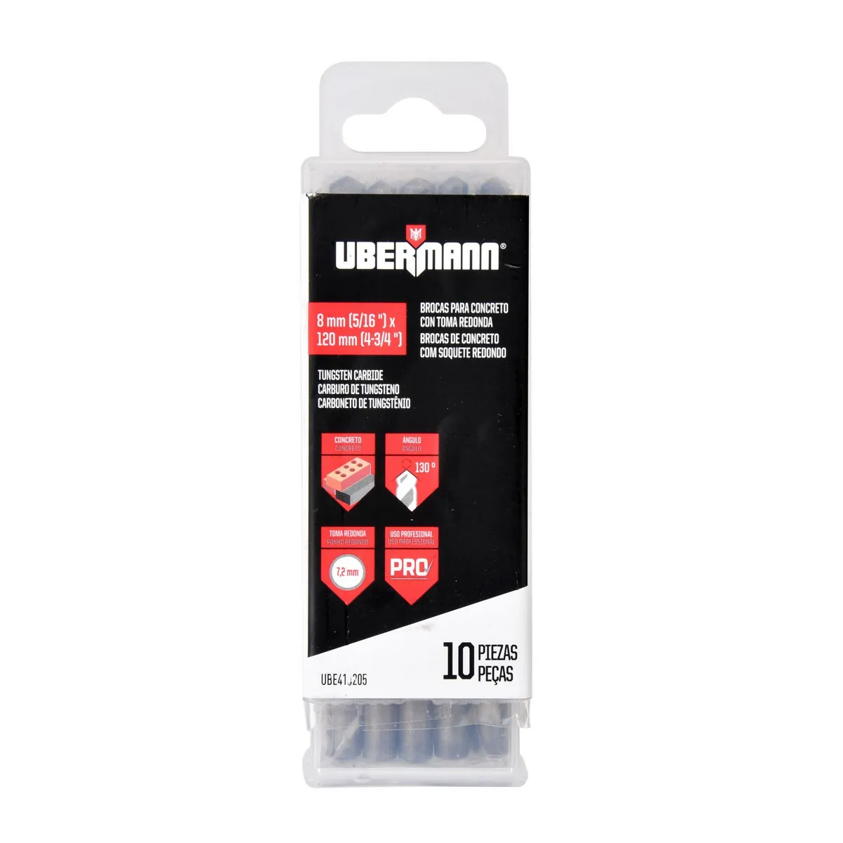 UBERMANN - Pack 10 unidades de Brocas para Concreto 8mm Ubermann