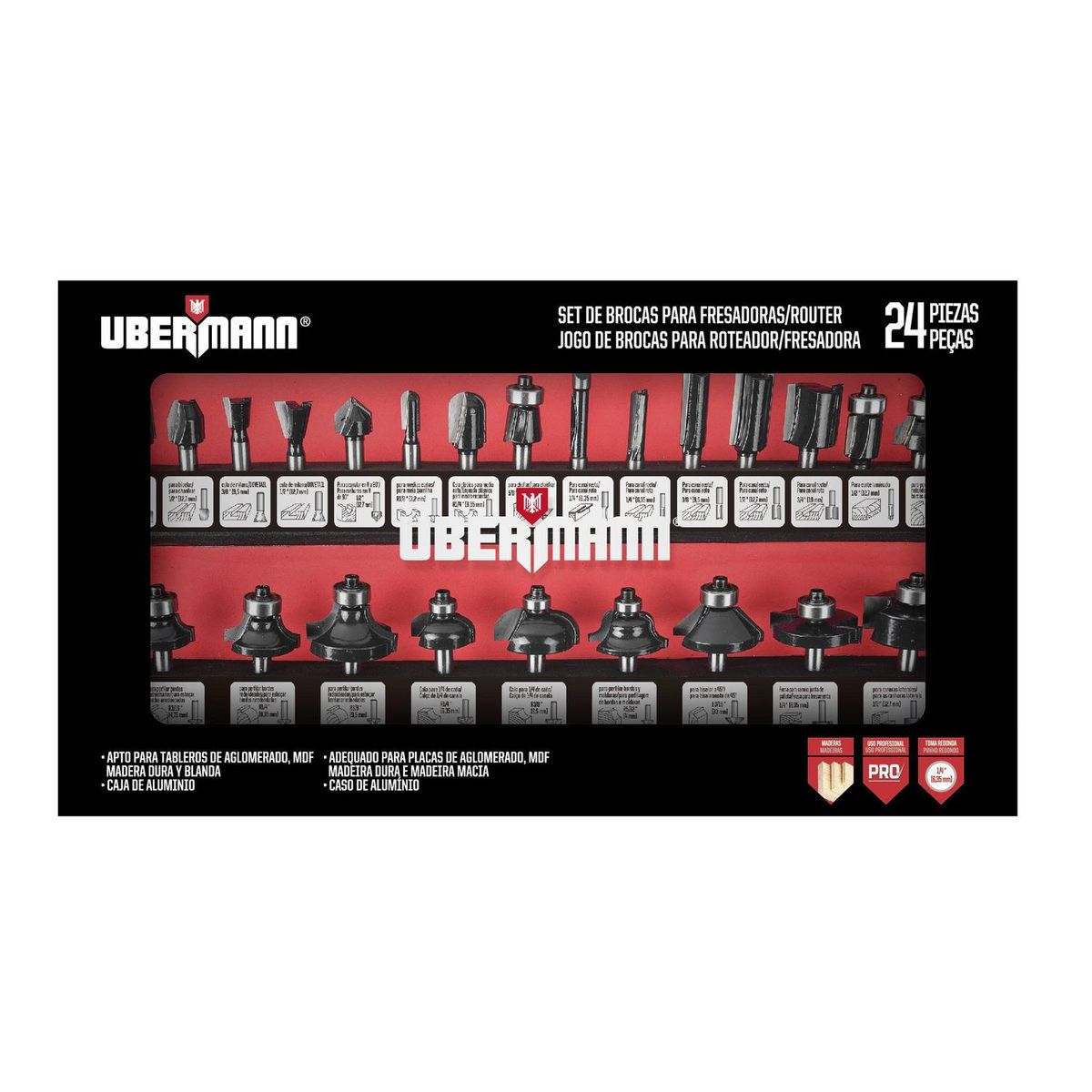 UBERMANN - Set 24 Fresas Ubermann 1/4"