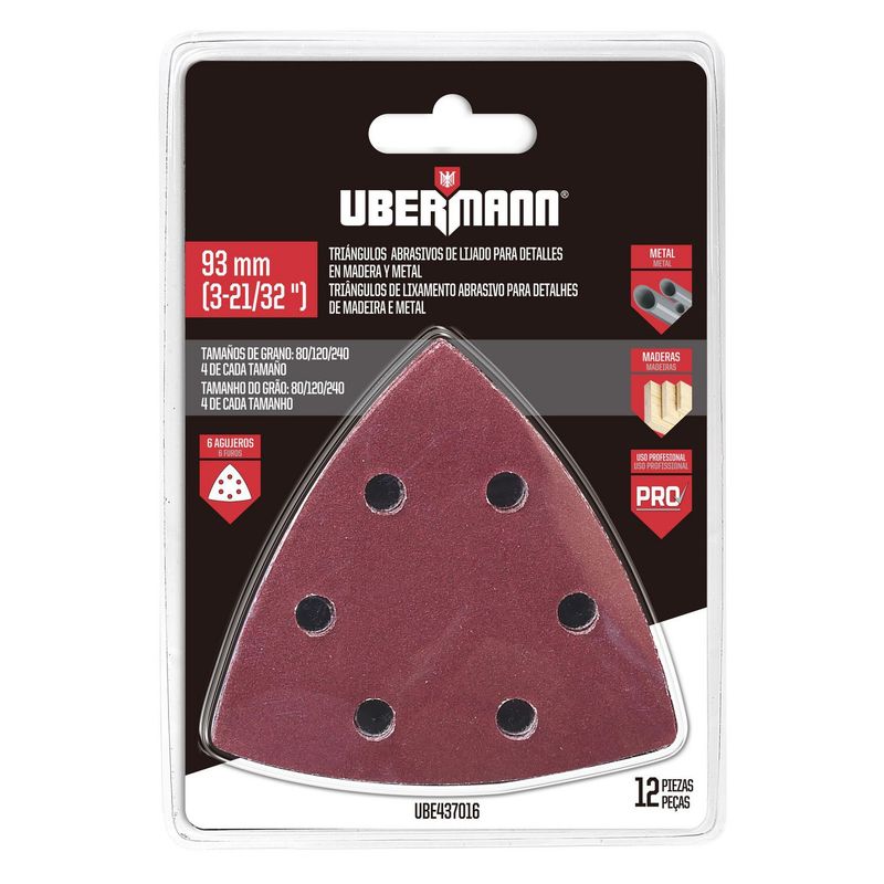 UBERMANN - Set de lijas delt gra 80/12/240
