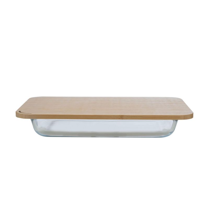 JUST HOME COLLECTION - Contenedor Vidrio con Tapa Bambú 2.2L