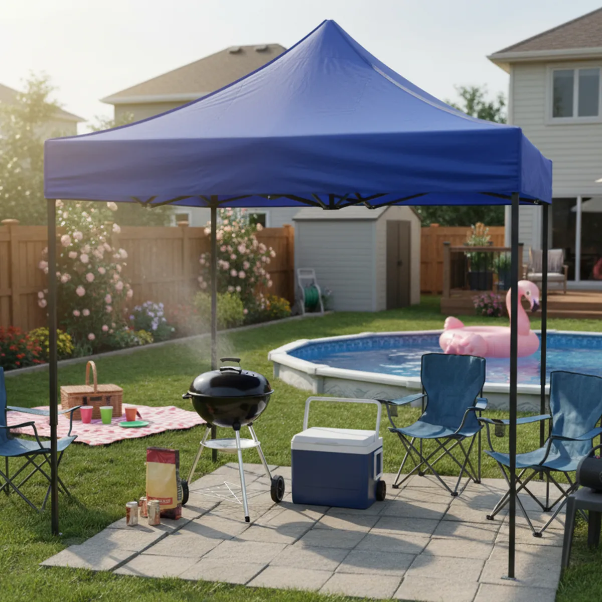 JUST HOME COLLECTION - Toldo Plegable 2x2m Protección UPF 50+ Azul