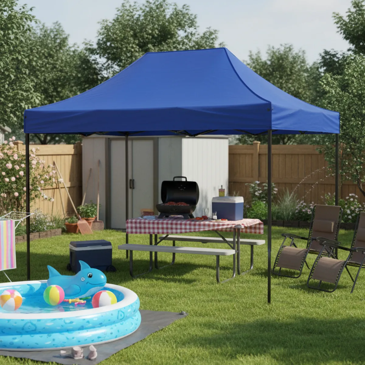 JUST HOME COLLECTION - Toldo Plegable 2x3m Protección UPF 50+ Azul