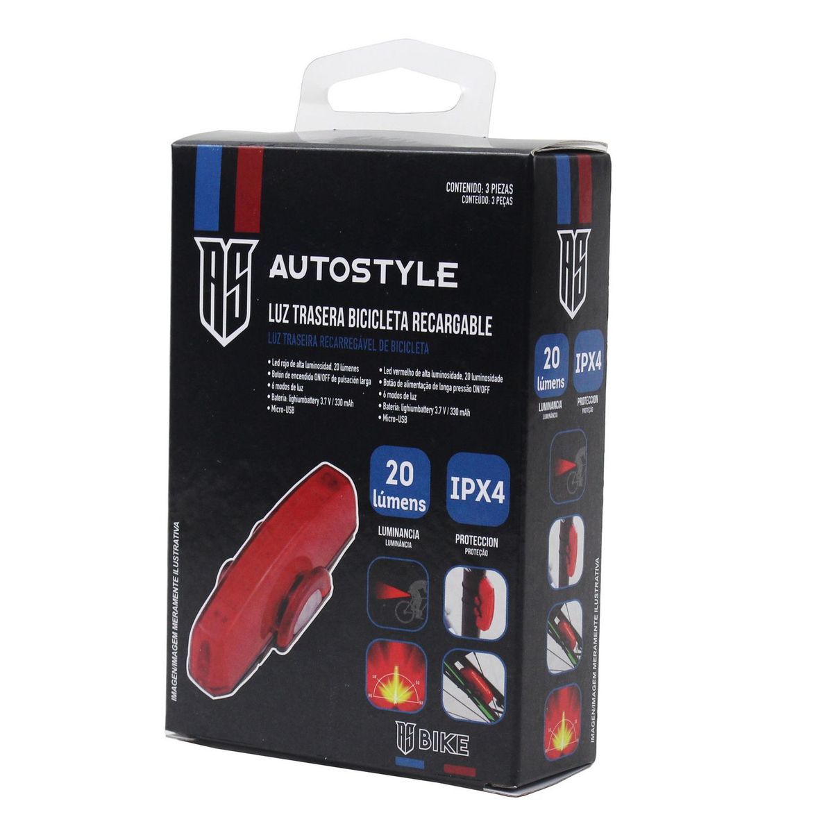 AUTOSTYLE - Luz Led Roja Bicicle Recarga