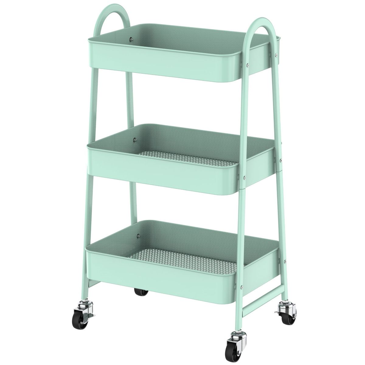 JUST HOME COLLECTION - Carrito Organizador 3 Niveles Menta