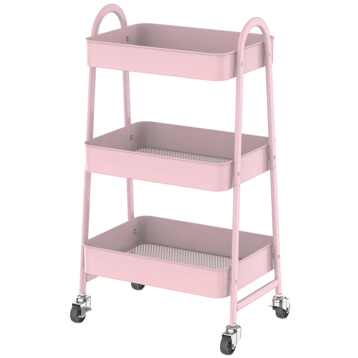 JUST HOME COLLECTION - Carrito Organizador 3 Niveles Rosa