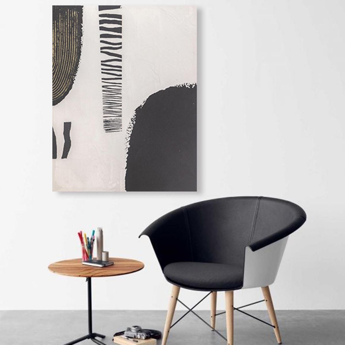 HOMY - Cuadro Canvas Abstract Black2 80X60 CM