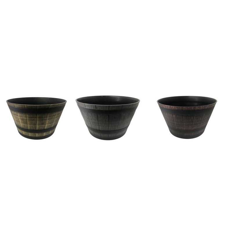JUST HOME COLLECTION - Maceta de Polipropileno Look Barril 52x31cm Negro