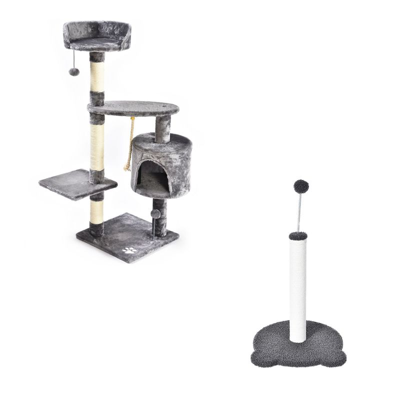 PETIZOOS - Árbol Rascador para Gato 112cm + Gimnasio Rascador de Gato