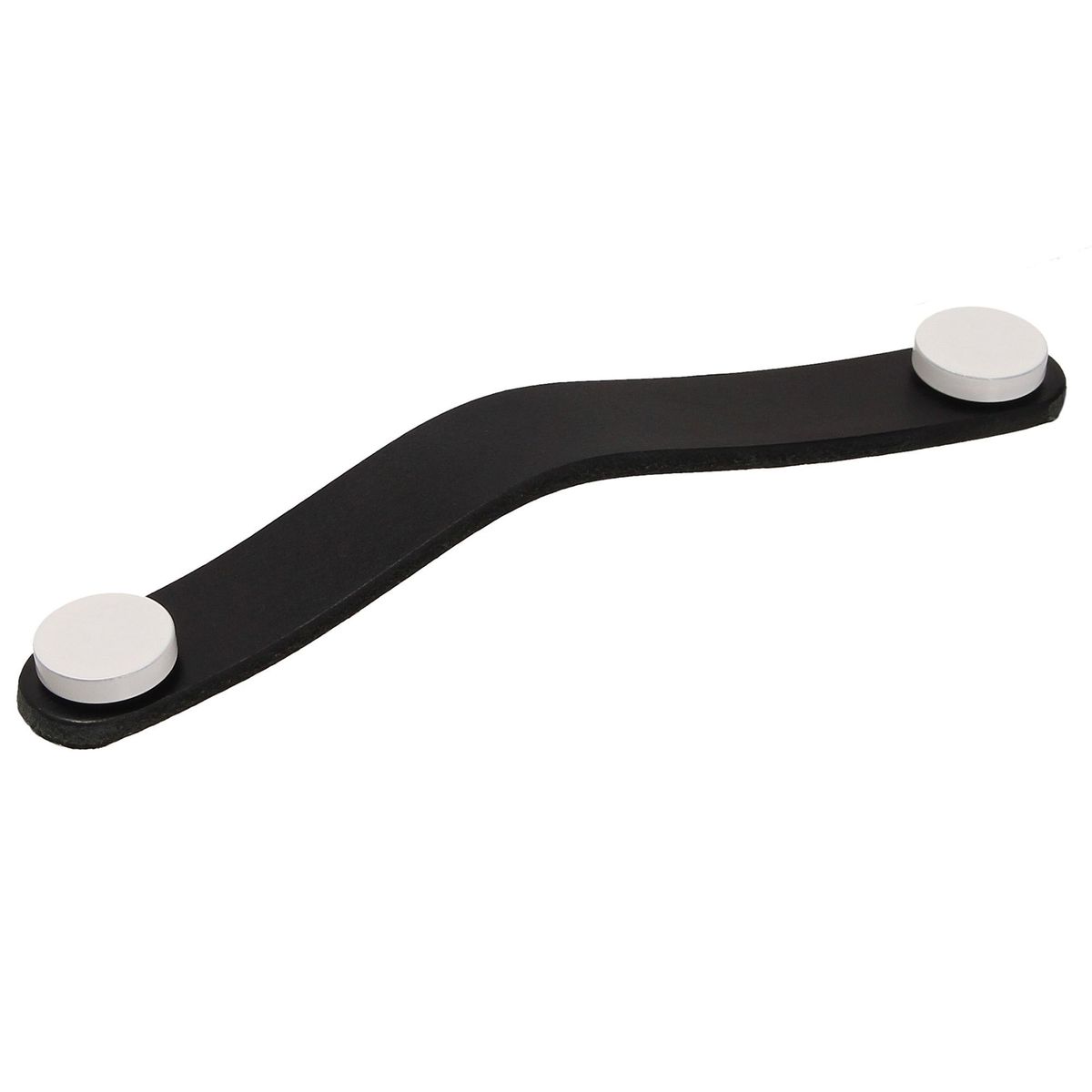FIXSER - Jalador de Asa Piel de Cuero Negro Botón Blanco UL24 128 mm