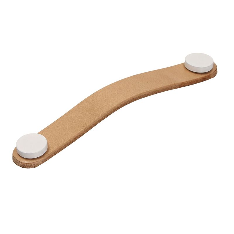 FIXSER - Jalador de Asa Piel de Cuero Beige Botón Negro UL24 128 mm