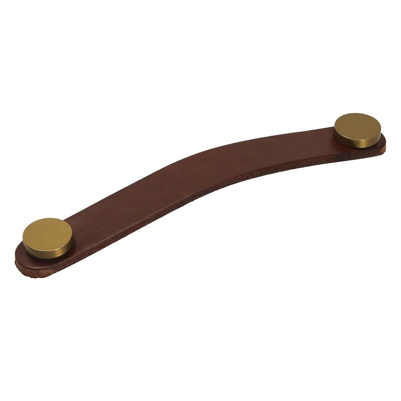 FIXSER - Jalador de Asa Piel de Cuero Marrón Botón Oro UL24 128 mm