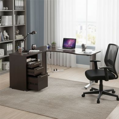 Escritorio en L Caf� Melamina Europa