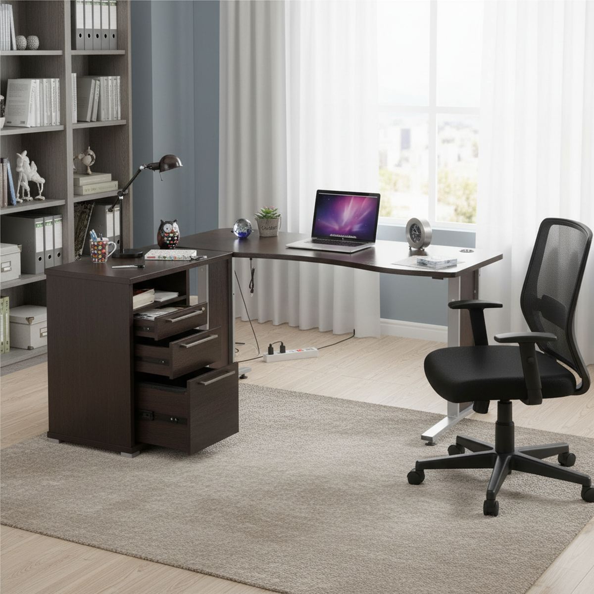 JUST HOME COLLECTION - Escritorio en L Café Melamina Europa