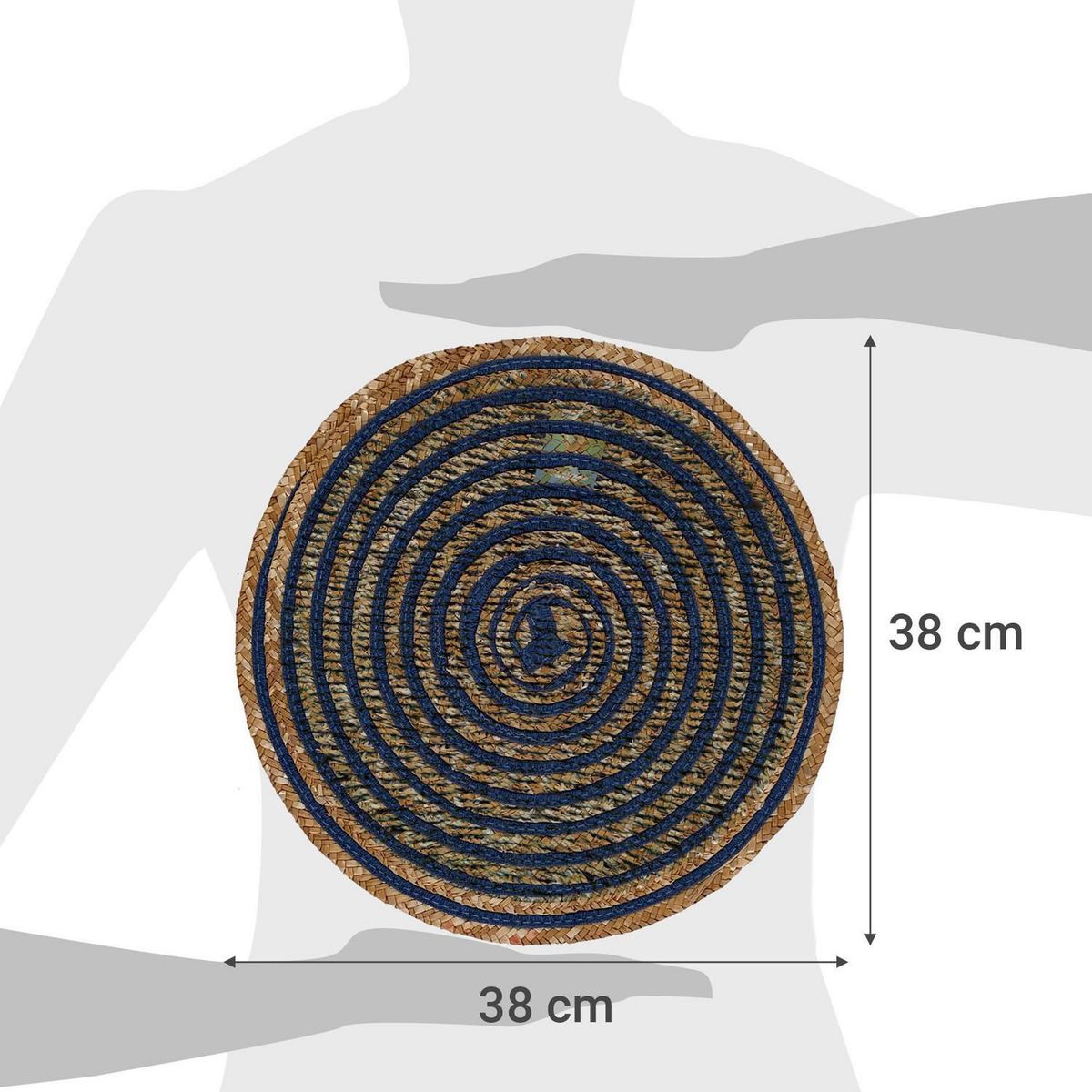 JUST HOME COLLECTION - Individual Redondo Círculo Natural/Negro