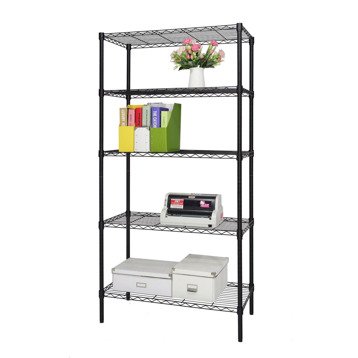 JUST HOME COLLECTION - Estante de Metal 5 Niveles 90X35X180cm Negro 50 kg