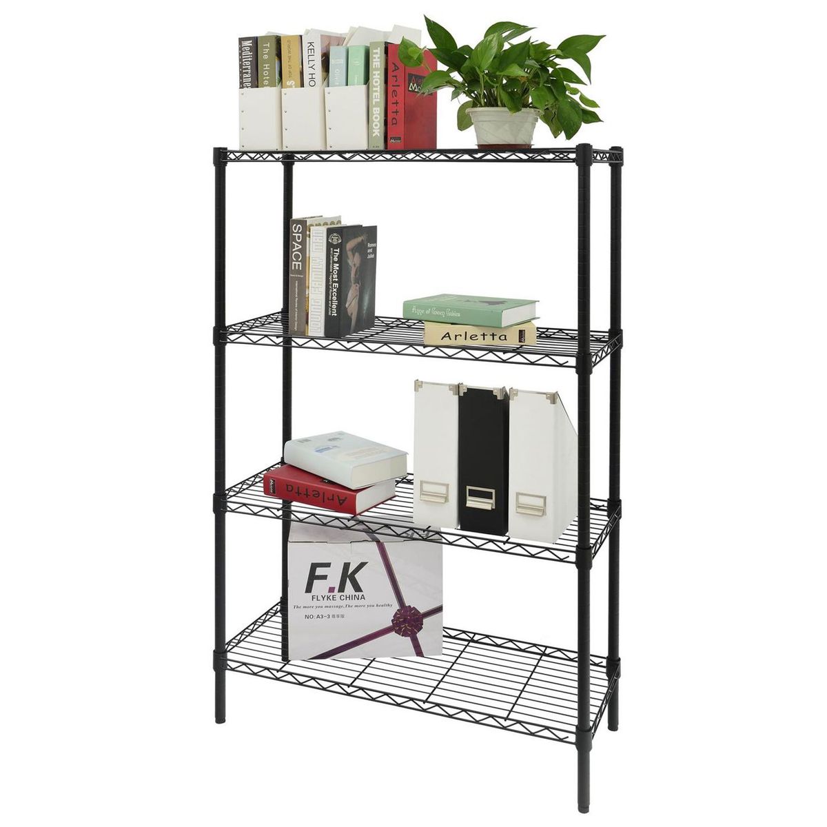 JUST HOME COLLECTION - Estante Metal 4 Niveles 137x90x35cm Negro 50 kg