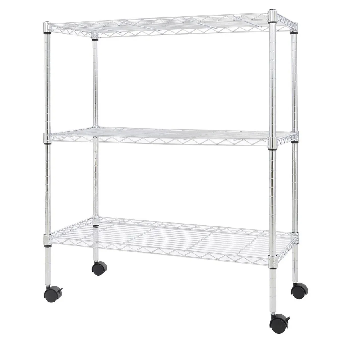 JUST HOME COLLECTION - Estante Metal con ruedas 3 Niveles 95x75x35cm 30 kg Gris