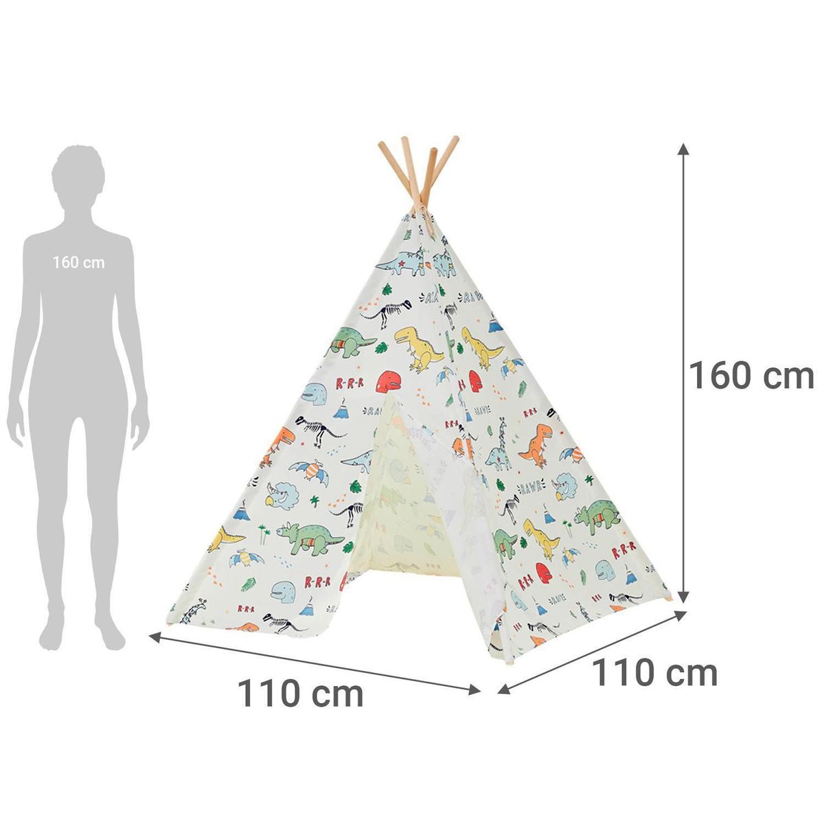 JUST HOME COLLECTION - Carpa Tipi Dino 110x110x160cm