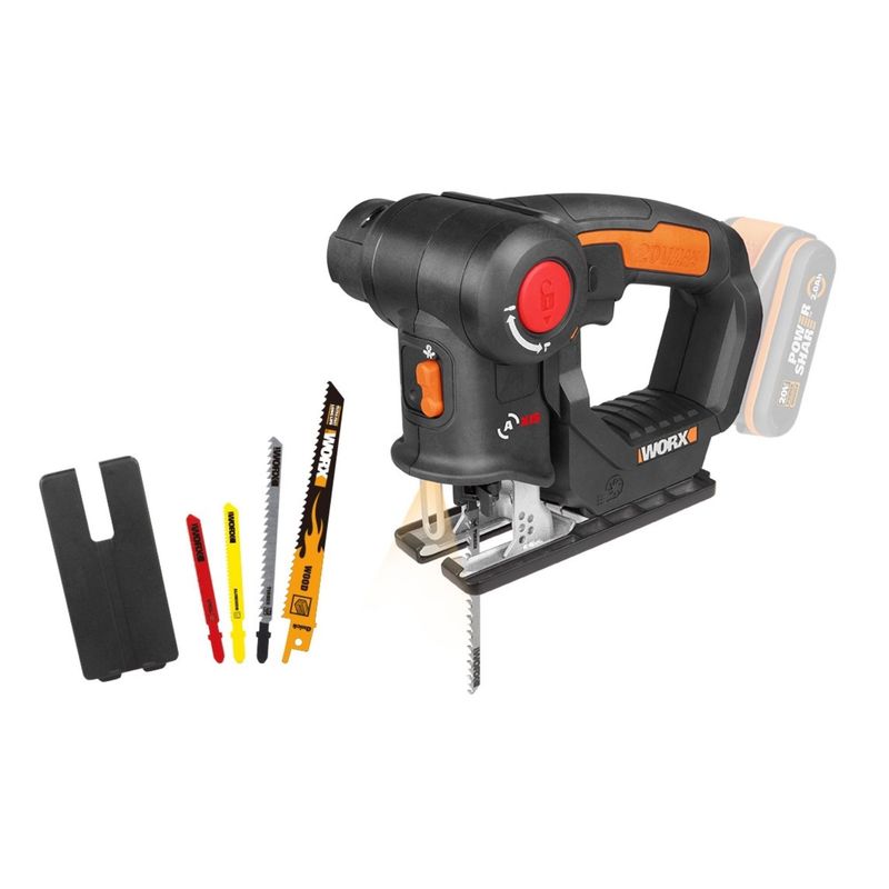 WORX - Sierra Recíproca Inalámbrica Worx 20V + Accesorios (Sin batería)