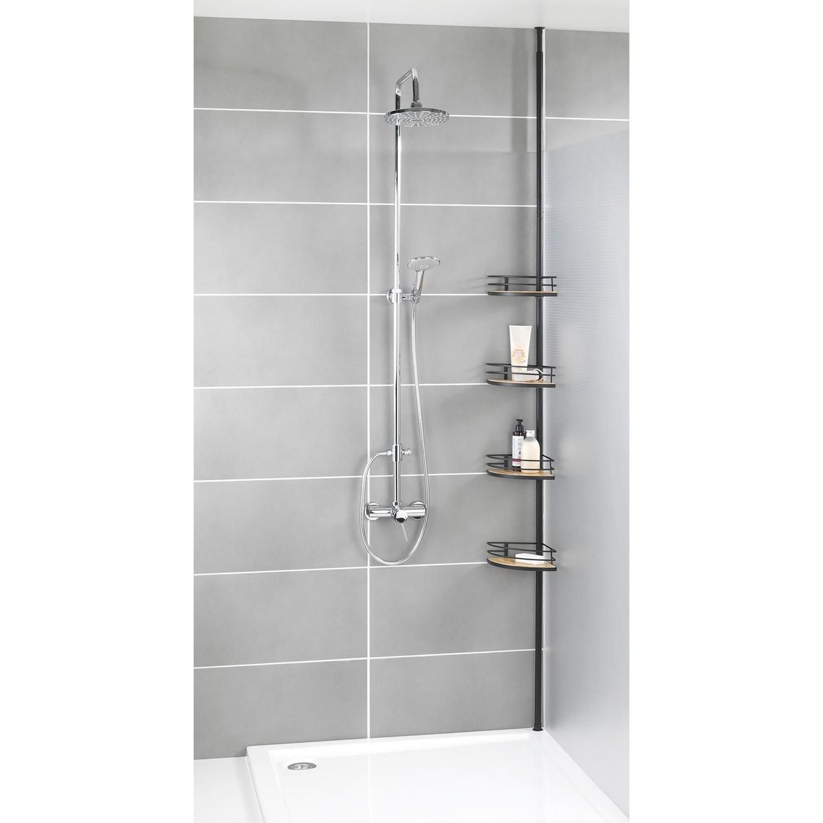 WENKO - Organizador de ducha Esquina 4 niveles