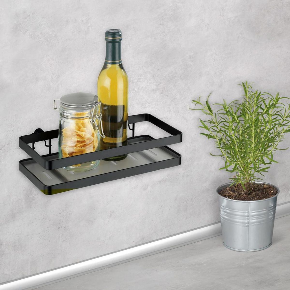 WENKO - Canasto Organizador de Cocina Especiero 25x12x6cm Negro