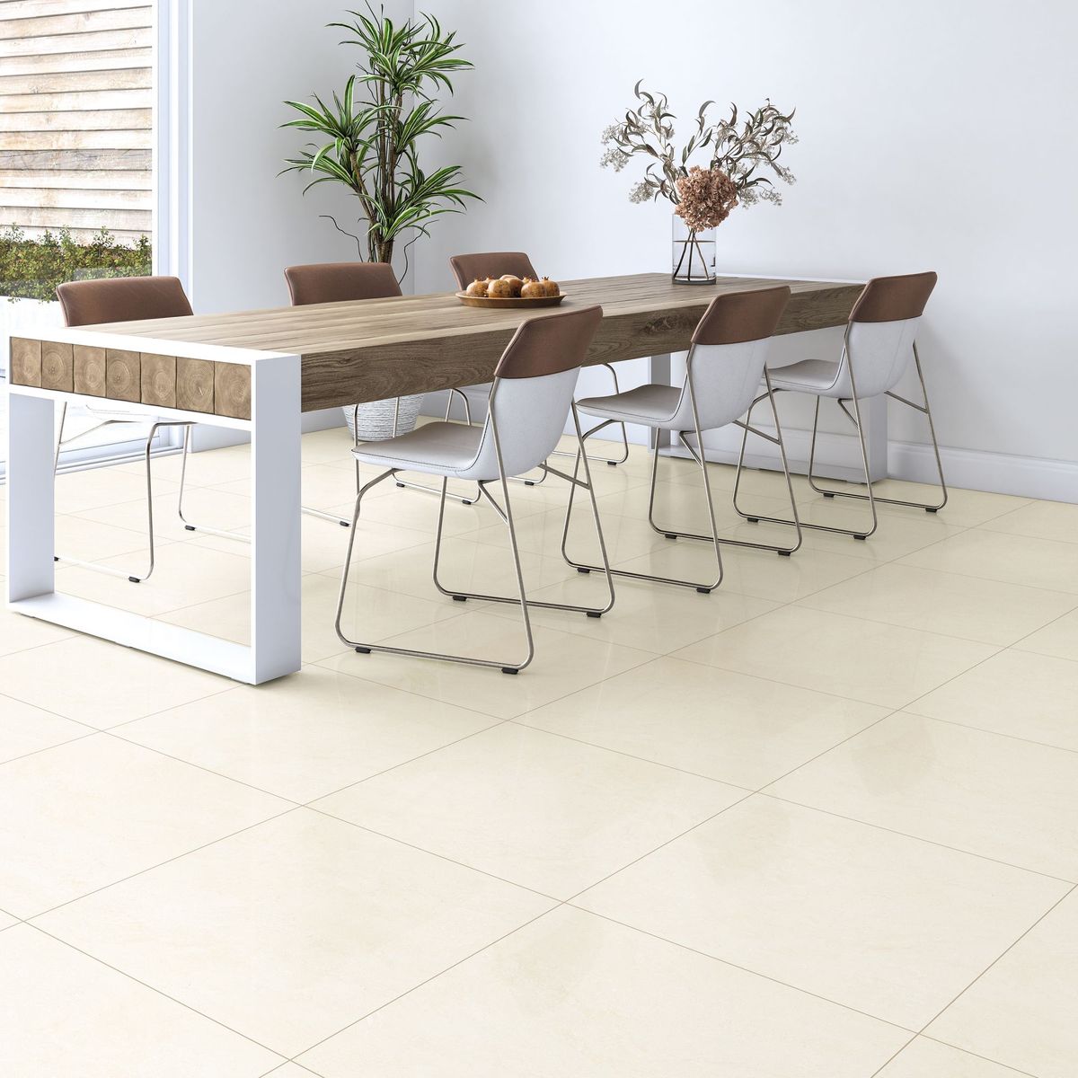 HOLZTEK - Cerámica Beige 62x62 Marmoladas Brillante 2.32 m2