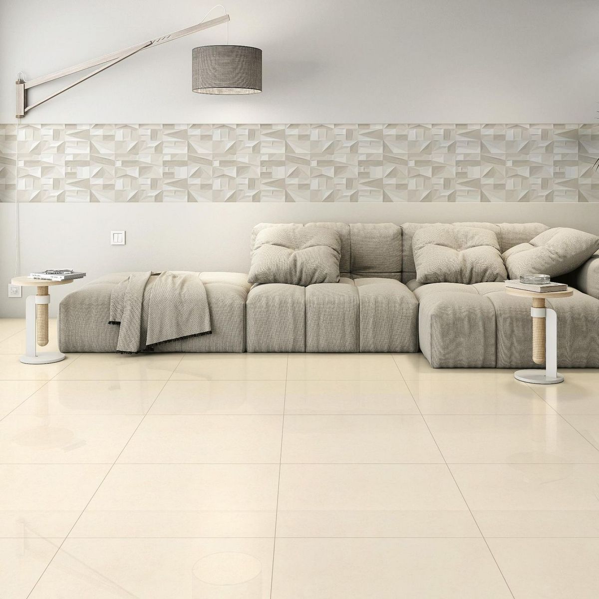 HOLZTEK - Cerámica Beige 62x62 Marmoladas Brillante 2.32 m2