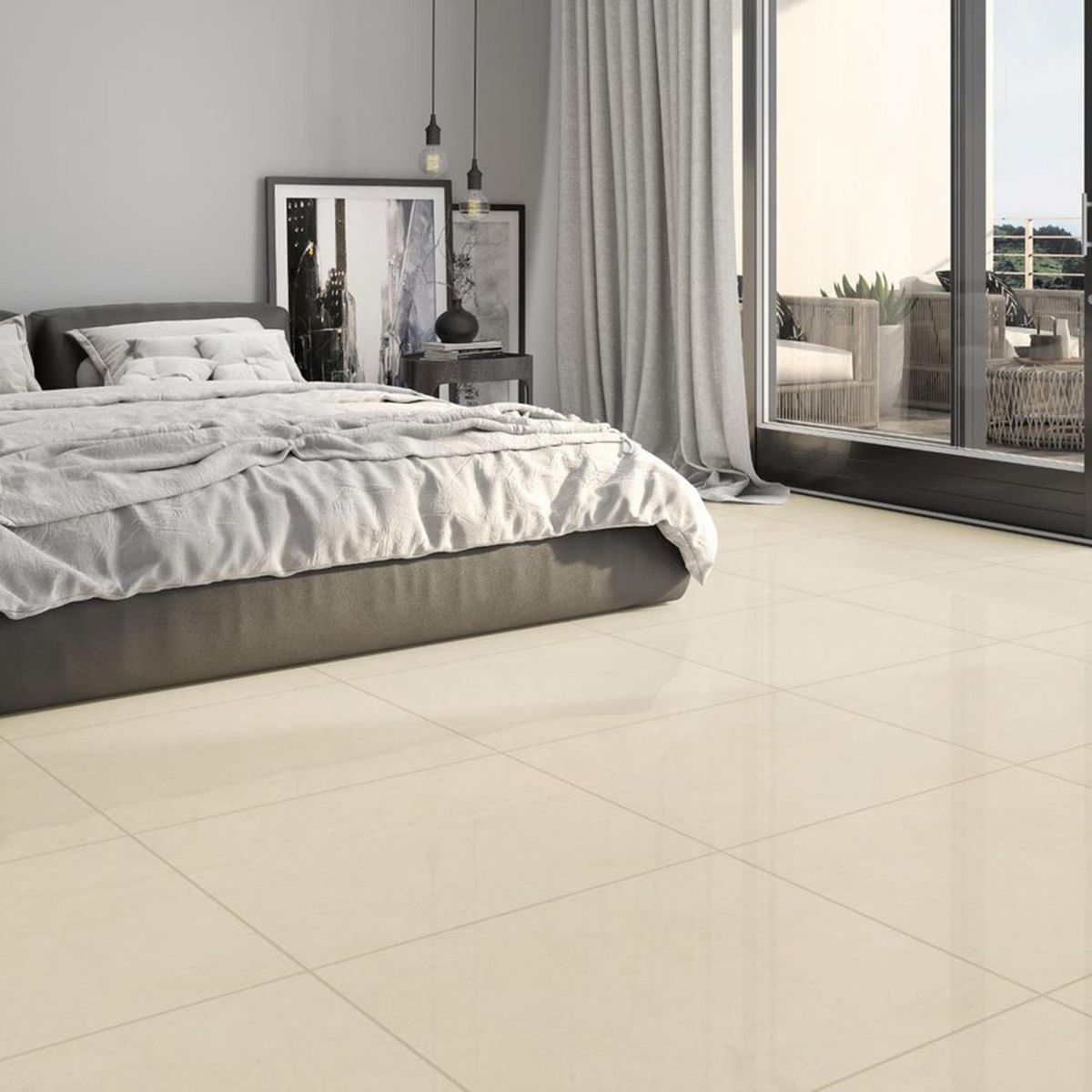 HOLZTEK - Cerámica Beige 62x62 Marmoladas Brillante 2.32 m2
