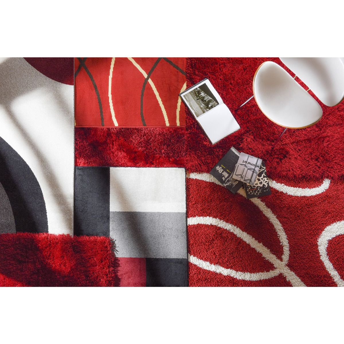 JUST HOME COLLECTION - Camino Bcf Rayas Rojas 50x90