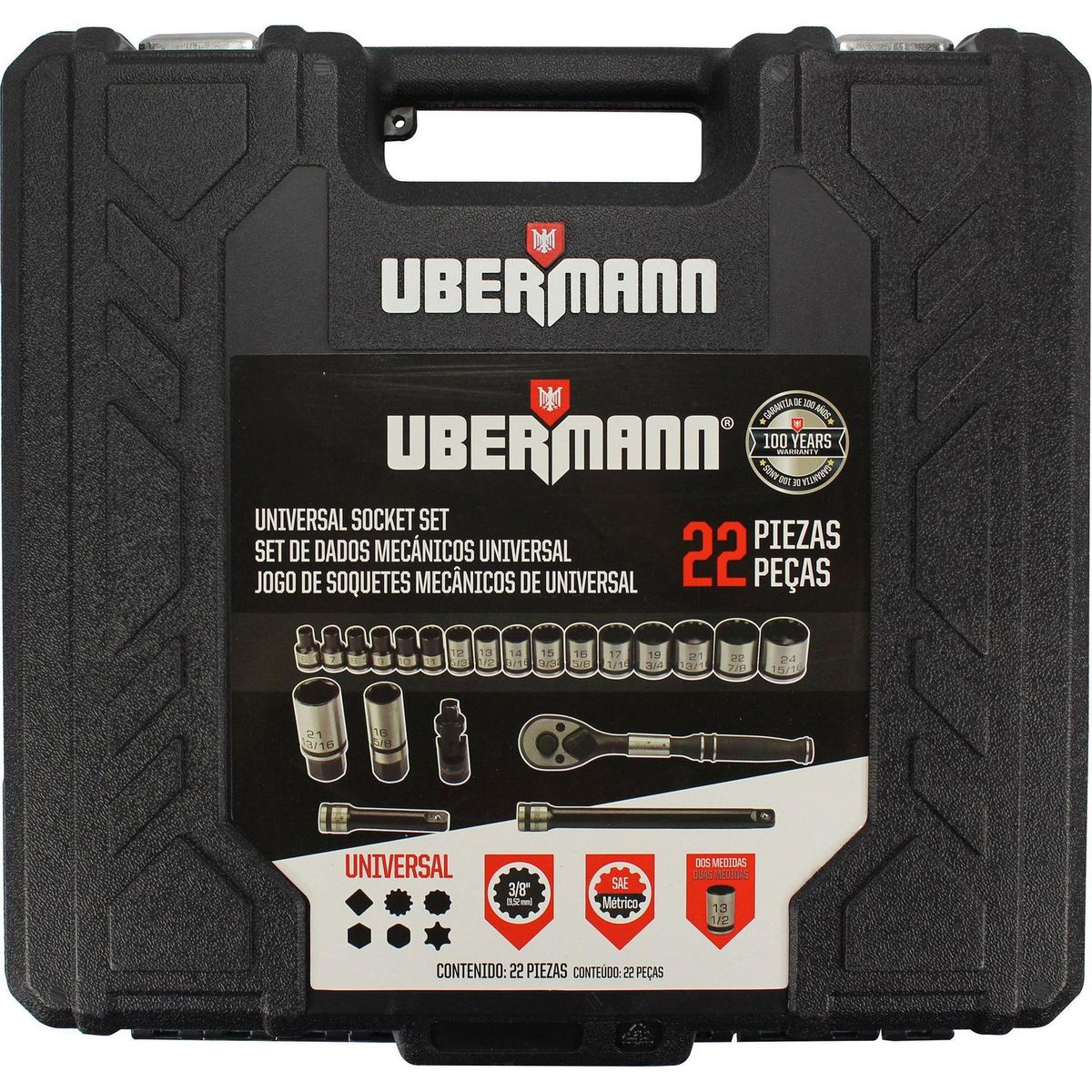 UBERMANN - Set Ratchet Ubermann 3/8 22 Piezas