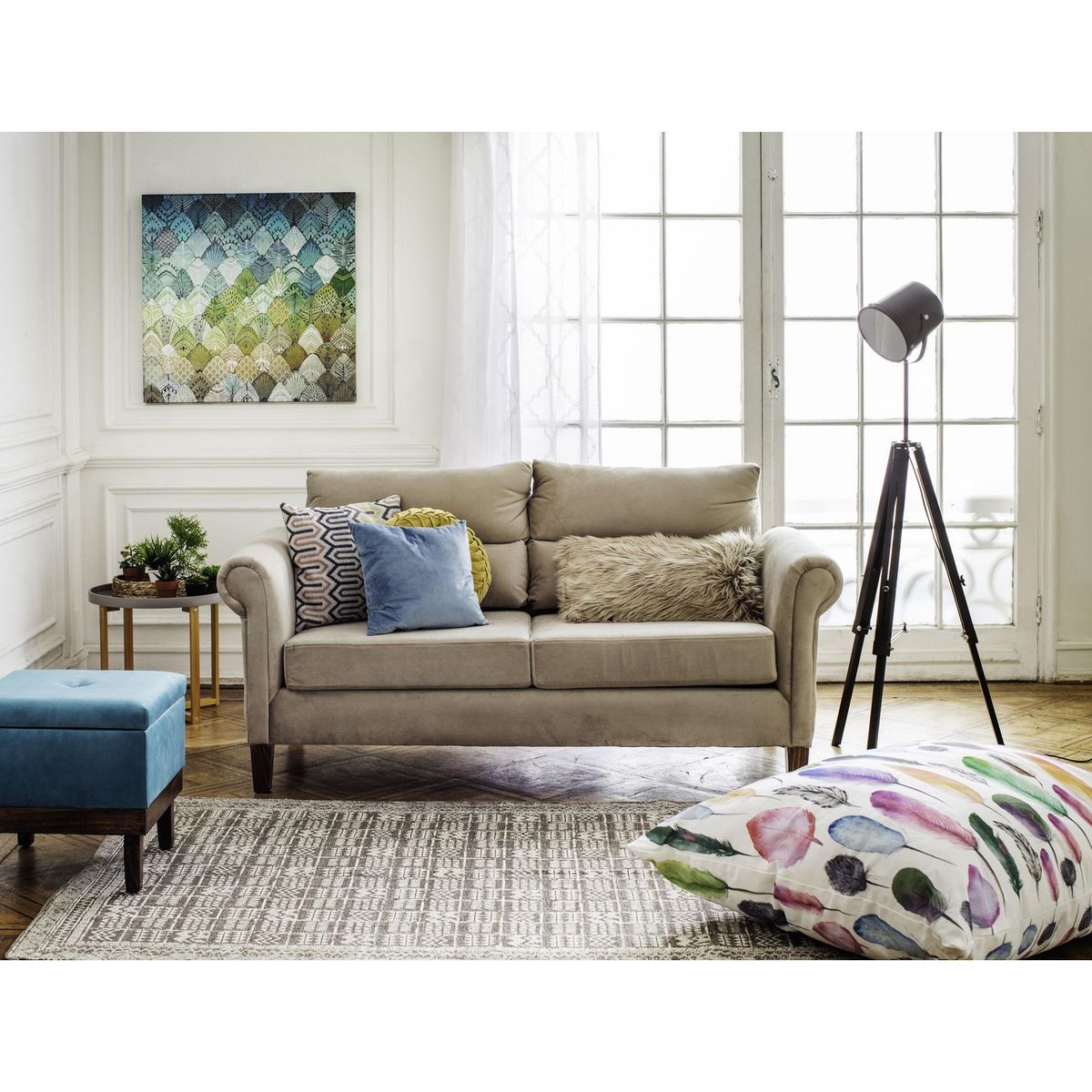 JUST HOME COLLECTION - Lámpara de Pie Foco Negro E27 30W