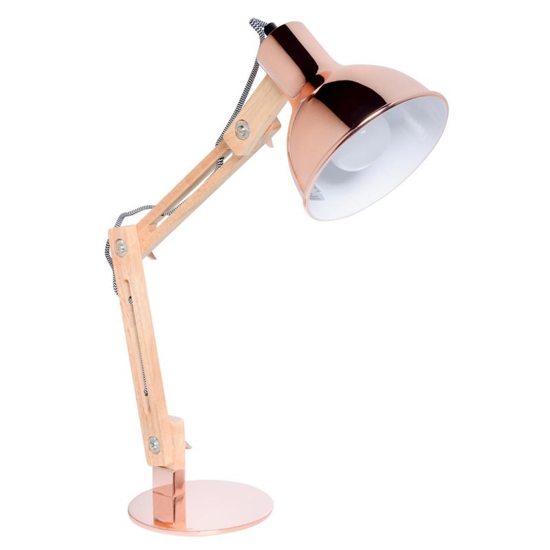 HOMY - Lámpara de Escritorio Cobre/Madera E27 30W