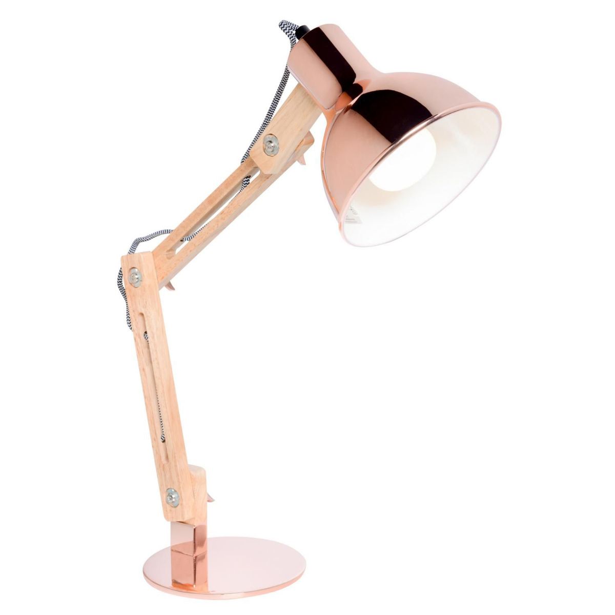 HOMY - Lámpara de Escritorio Cobre/Madera E27 30W