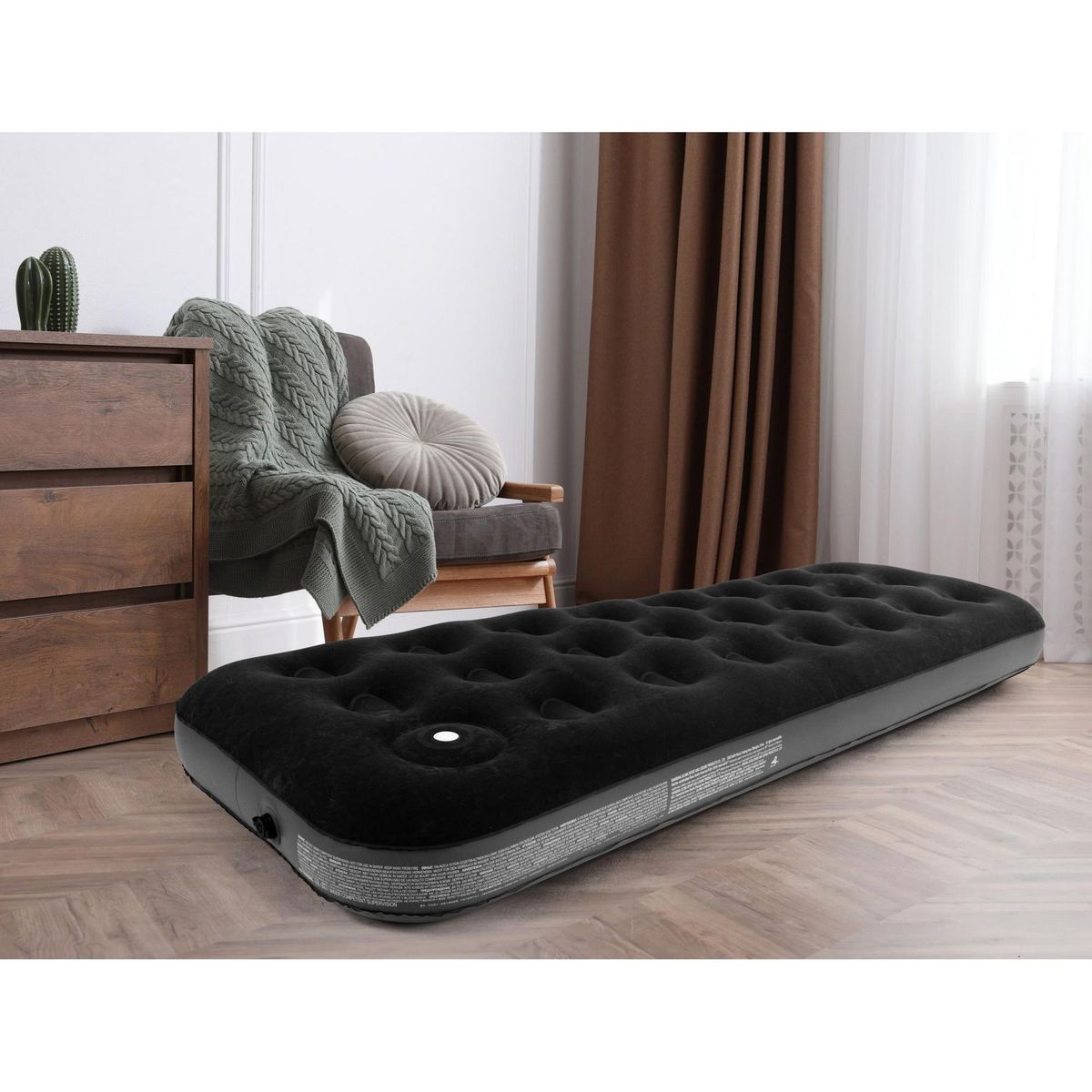 AVENLI - Combo Colchón Inflable 1 Plaza Avenli Negro + Bomba