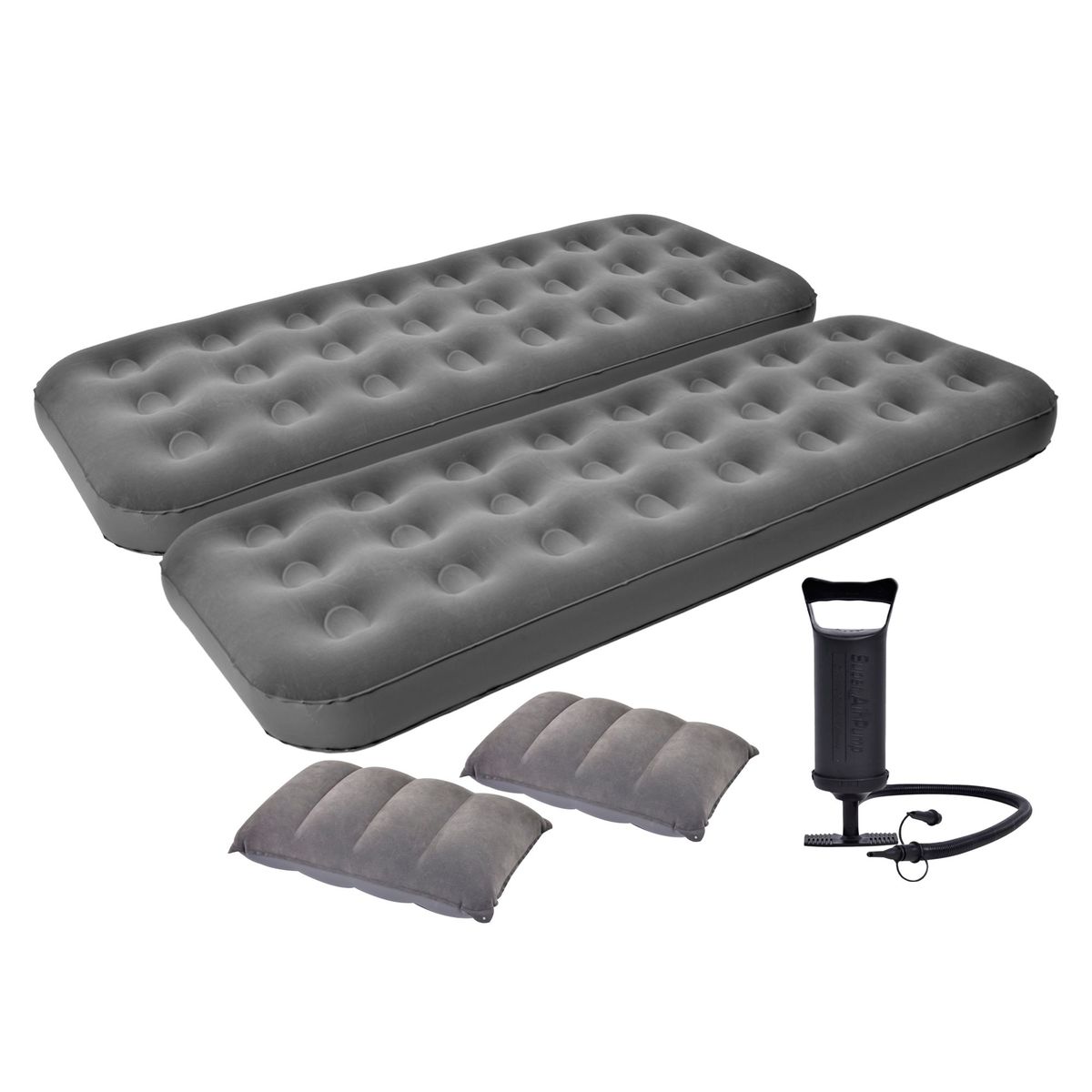 KLIMBER - Combo 2 Colchones Inflables 1 Plaza Klimber Plomo + 2 Almohadas + Bomba