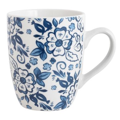 Mug 12Oz Azul/Blanco 12Oz Flores