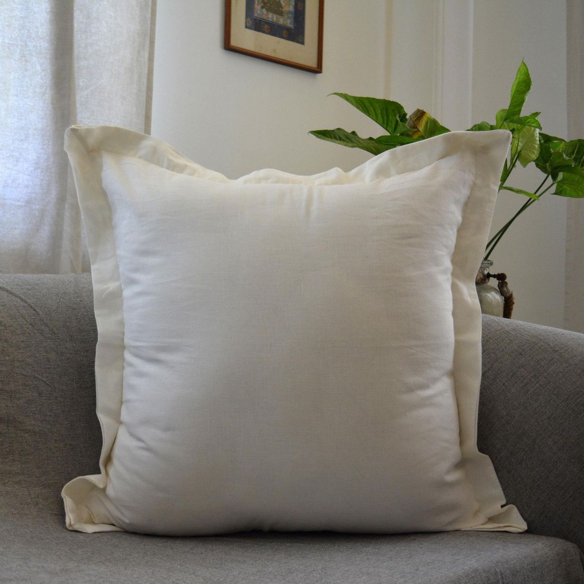 HOMY - Cojín Crudo con Borde 60x60cm