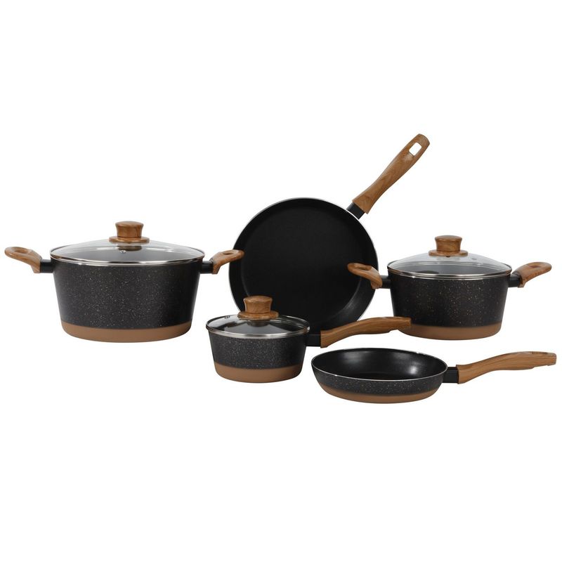 JUST HOME COLLECTION - Juego De Ollas 8 Piezas Antiadherente Mango De Madera