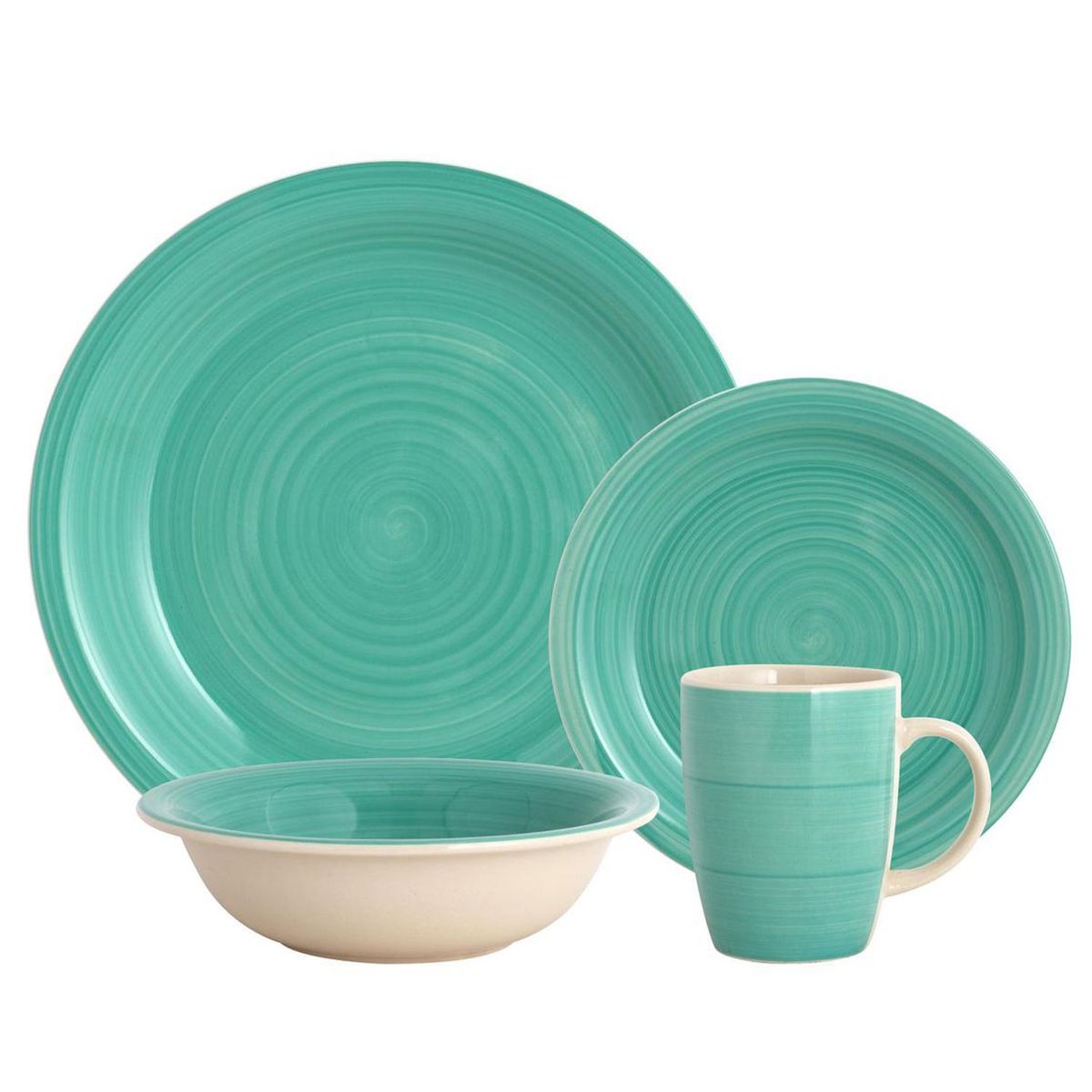 JUST HOME COLLECTION - Juego de vajillas Cerámica Verde 16 Piezas
