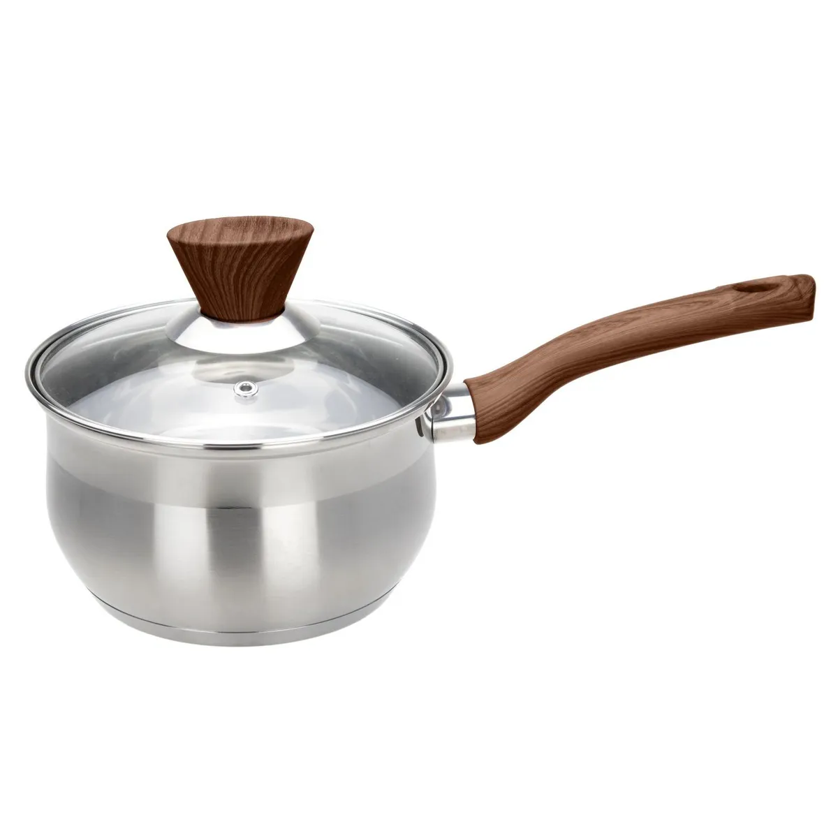 JUST HOME COLLECTION - PR Caserola Inoxidable 16cm Tapa de Vidrio