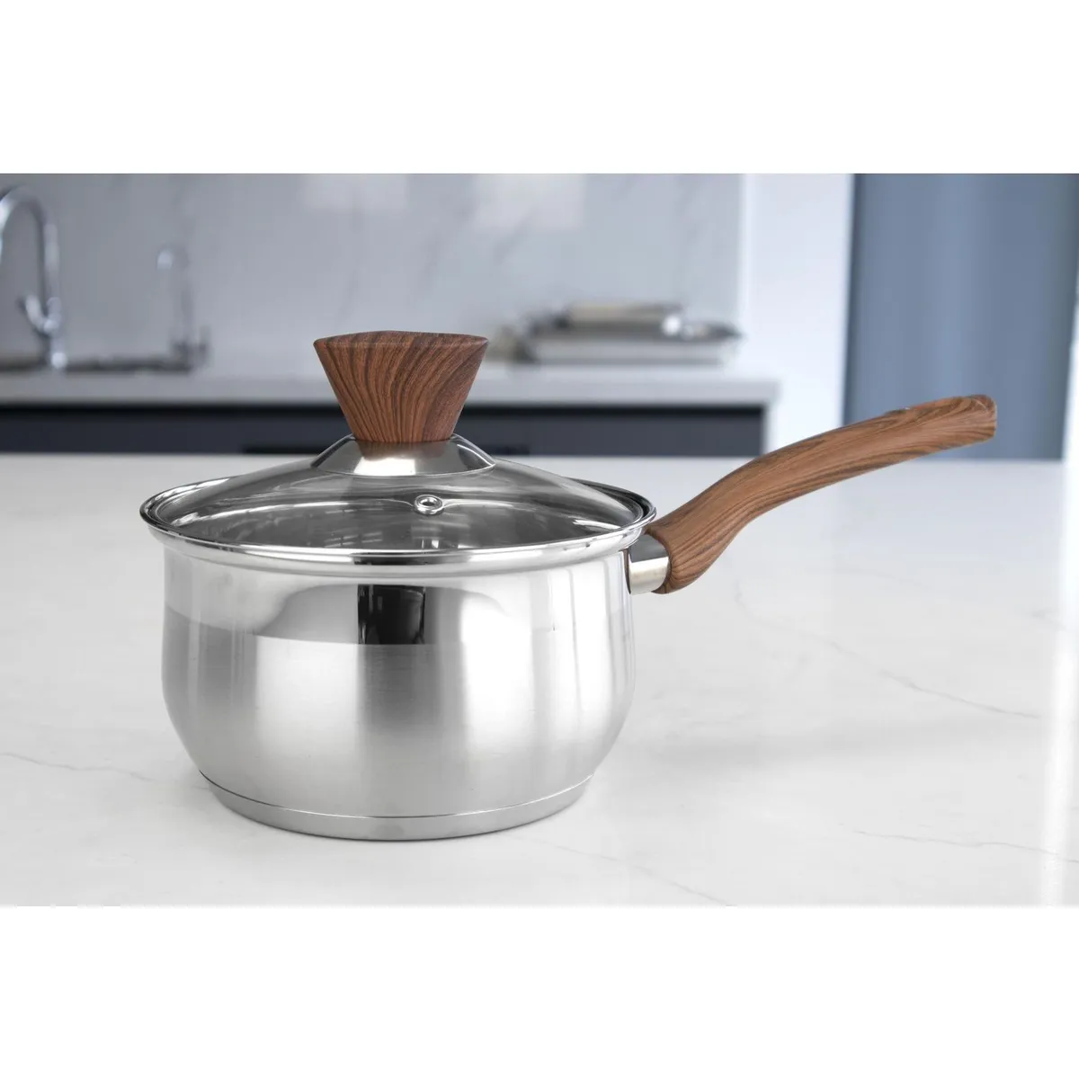 JUST HOME COLLECTION - PR Caserola Inoxidable 16cm Tapa de Vidrio